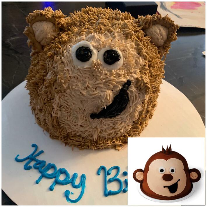 The ice cream cake we ordered vs what we received: