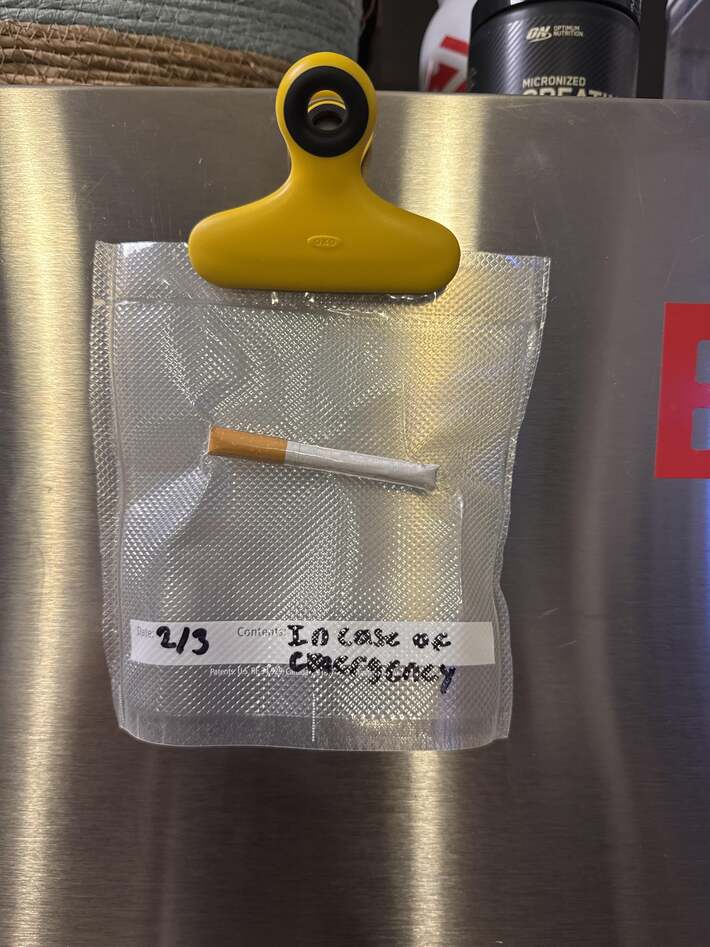 I vacuum sealed my emergency cigarette