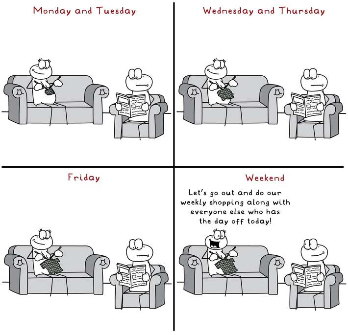 Retired people going shopping