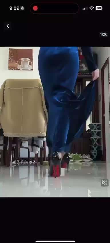 Woman delivers more than expected to show the quality of her high heels.