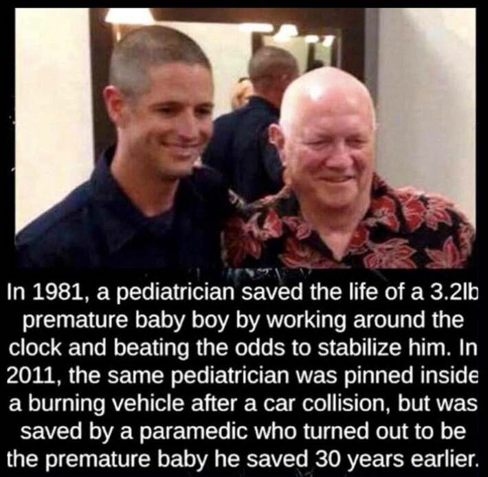 A doctor saved a baby boy's life, and 30 years later, that baby boy returned the favor as a paramedic.