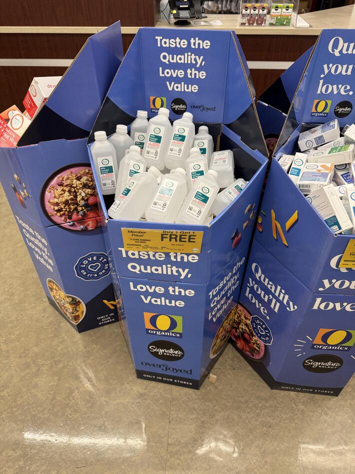 Interesting display choice for rubbing alcohol
