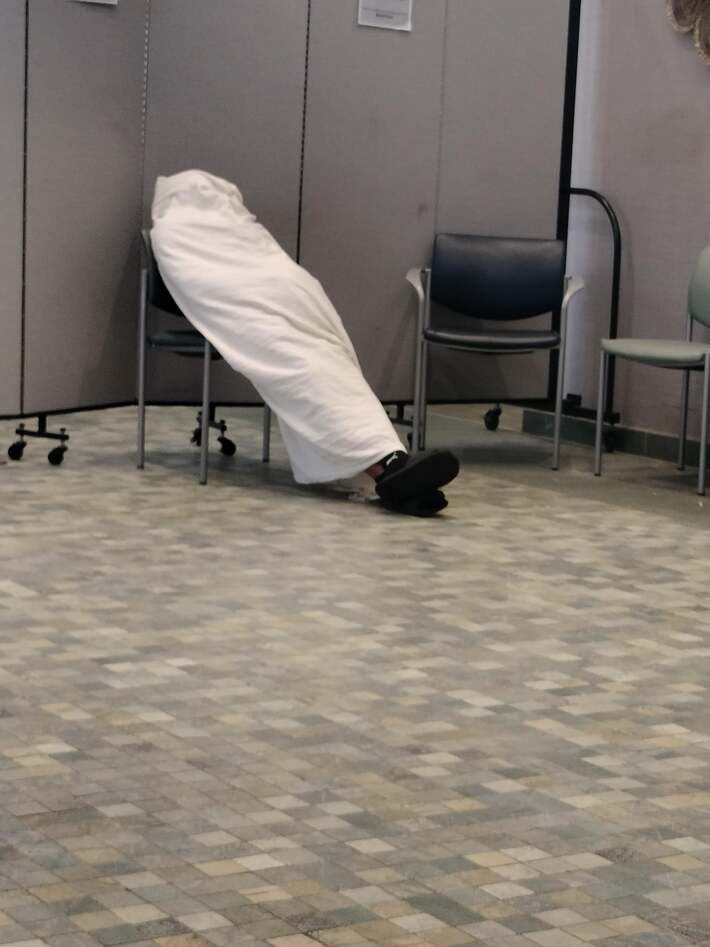 Was waiting in the ER. Looked up and almost had a heart attack.