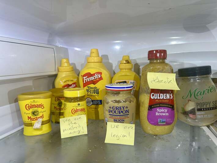 Other ways to tell my husband to stop buying mustard?