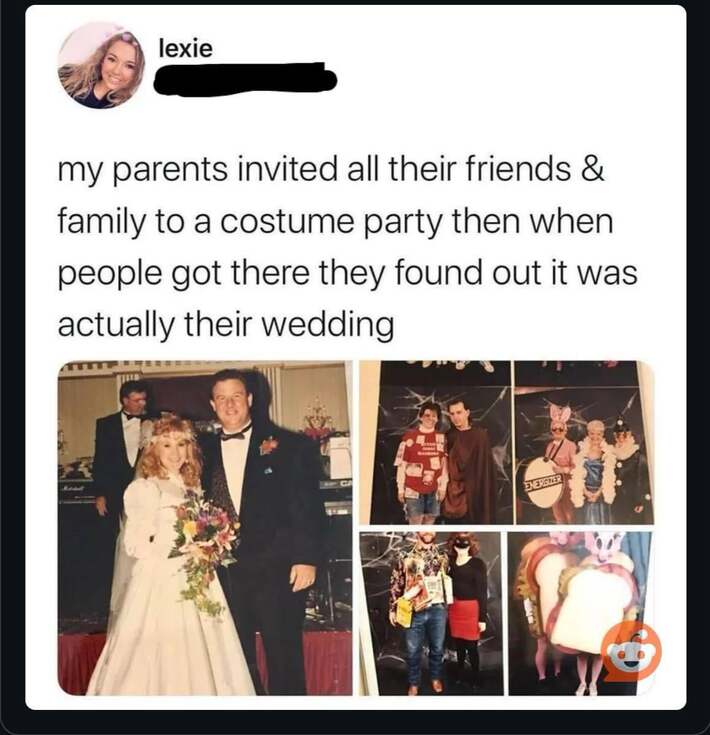Everyone showed up in costume... then realized it was a wedding