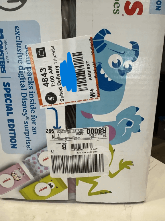 Got a box of the new Monsters Inc. baby wipes today, with a familiar scene depicted on it