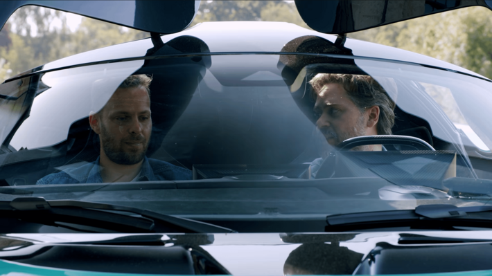 The Aston Martin Valhalla, a $800,000 hyper car, casts dick shadows on the passenger and driver when the doors are open.