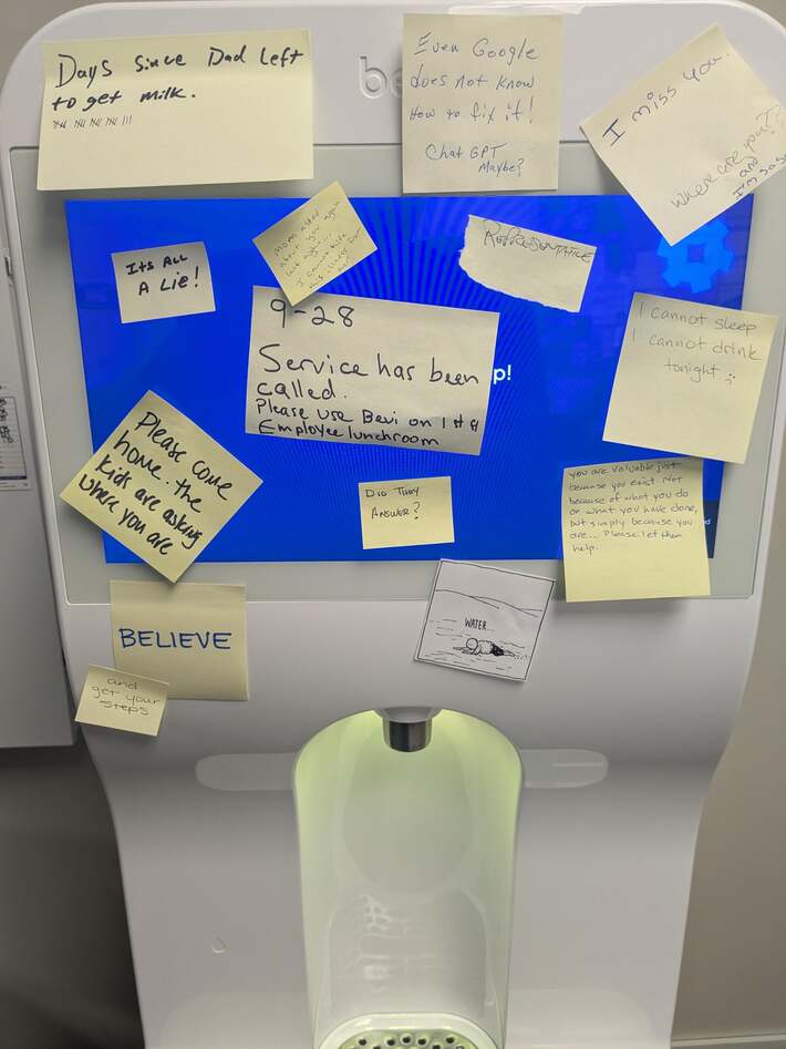 Our office water cooler has been down for maintenance for 3 weeks
